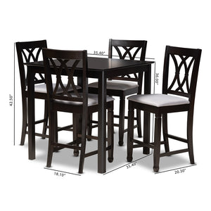 Baxton Studio Reneau Modern And Contemporary Gray Fabric Upholstered Espresso Brown Finished 5-Piece Wood Pub Set