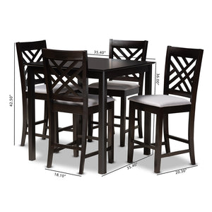 Baxton Studio Caron Modern And Contemporary Gray Fabric Upholstered Espresso Brown Finished 5-Piece Wood Pub Set