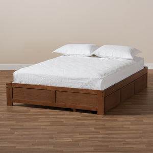 BAXTON STUDIO WREN MODERN AND CONTEMPORARY WALNUT FINISHED 3-DRAWER FULL SIZE PLATFORM STORAGE BED FRAME