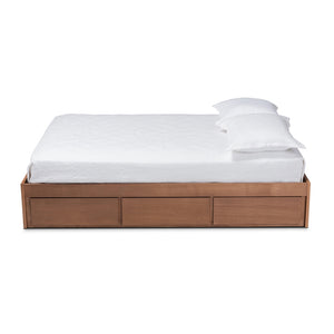 Baxton Studio Wren Modern And Contemporary Walnut Finished 3-Drawer Full Size Platform Storage Bed Frame