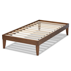 Baxton Studio Lucina Mid-Century Modern Walnut Brown Finished Twin Size Platform Bed Frame