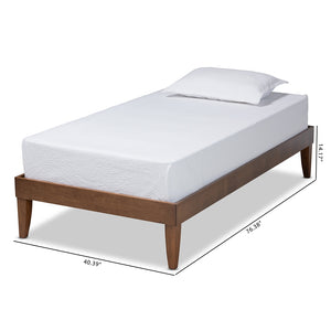 Baxton Studio Lucina Mid-Century Modern Walnut Brown Finished Twin Size Platform Bed Frame