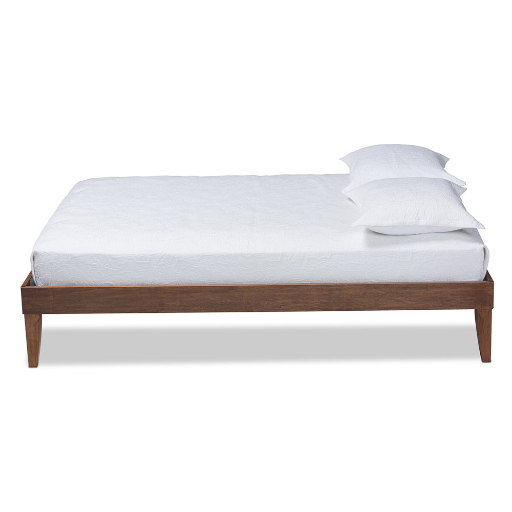 Baxton Studio Lucina Mid-Century Modern Walnut Brown Finished Queen Size Platform Bed Frame