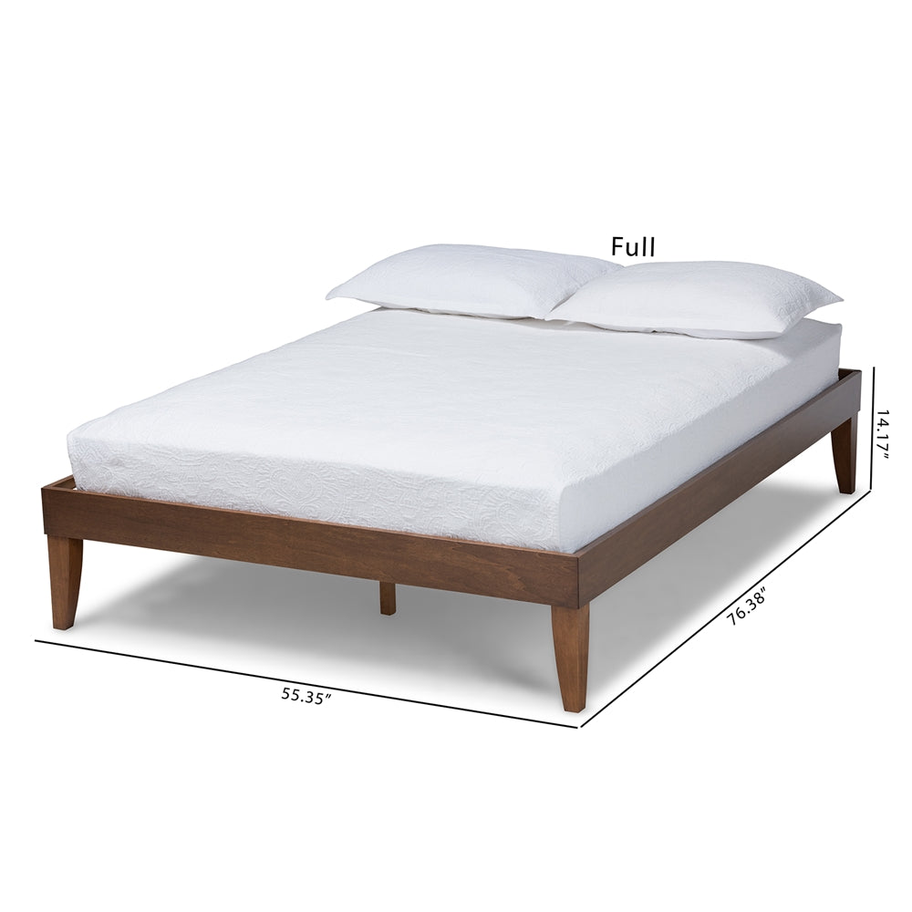 Baxton Studio Lucina Mid-Century Modern Walnut Brown Finished Full Size Platform Bed Frame