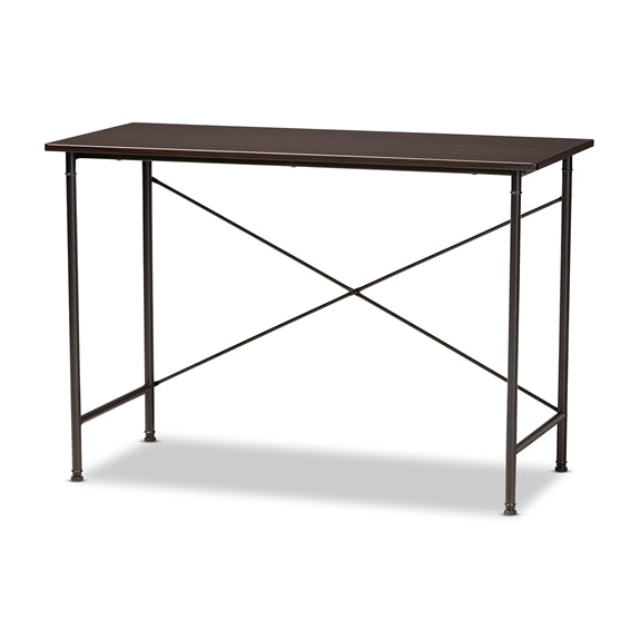 Baxton Studio Tavin Industrial Wood and Black Metal Criss-Cross Desk