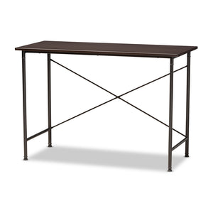 Baxton Studio Tavin Industrial Espresso Wood And Black Metal Criss-Cross Desk