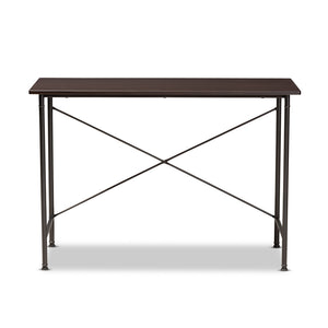 Baxton Studio Tavin Industrial Espresso Wood And Black Metal Criss-Cross Desk