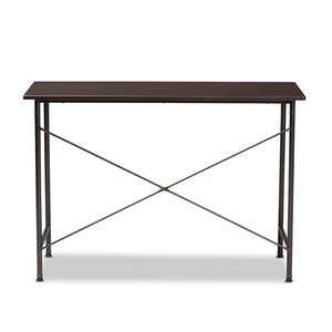 BAXTON STUDIO TAVIN INDUSTRIAL ESPRESSO WOOD AND BLACK METAL CRISS-CROSS DESK