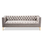 Load image into Gallery viewer, Baxton Studio Zanetta Glam And Luxe Gray Velvet Upholstered Gold Finished Sofa
