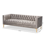 Load image into Gallery viewer, Baxton Studio Zanetta Glam And Luxe Gray Velvet Upholstered Gold Finished Sofa
