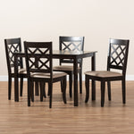 Load image into Gallery viewer, Baxton Studio Verner Modern And Contemporary Sand Fabric Upholstered Espresso Brown Finished 5-Piece Wood Dining Set
