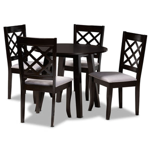 Baxton Studio Daisy Modern And Contemporary Grey Fabric Upholstered And Dark Brown Finished Wood 5-Piece Dining Set