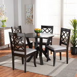 Load image into Gallery viewer, Baxton Studio Adina Modern And Contemporary Grey Fabric Upholstered And Dark Brown Finished Wood 5-Piece Dining Set
