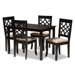 Load image into Gallery viewer, Baxton Studio Mael Modern And Contemporary Sand Fabric Upholstered Espresso Brown Finished 5-Piece Wood Dining Set
