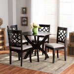 Load image into Gallery viewer, Baxton Studio Sandra Modern And Contemporary Grey Fabric Upholstered And Dark Brown Finished Wood 5-Piece Dining Set
