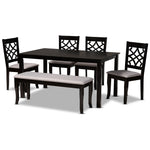 Load image into Gallery viewer, Baxton Studio Dori Modern And Contemporary Grey Fabric Upholstered And Dark Brown Finished Wood 6-Piece Dining Set
