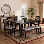 Load image into Gallery viewer, Baxton Studio Dori Modern And Contemporary Grey Fabric Upholstered And Dark Brown Finished Wood 6-Piece Dining Set
