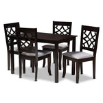 Load image into Gallery viewer, Baxton Studio Mael Modern And Contemporary Grey Fabric Upholstered Espresso Brown Finished 5-Piece Wood Dining Set
