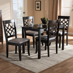 Load image into Gallery viewer, Baxton Studio Mael Modern And Contemporary Grey Fabric Upholstered Espresso Brown Finished 5-Piece Wood Dining Set
