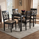 Load image into Gallery viewer, Baxton Studio Renaud Modern And Contemporary Sand Fabric Upholstered Espresso Brown Finished 5-Piece Wood Dining Set
