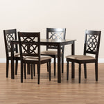 Load image into Gallery viewer, Baxton Studio Renaud Modern And Contemporary Sand Fabric Upholstered Espresso Brown Finished 5-Piece Wood Dining Set
