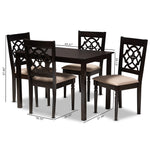 Load image into Gallery viewer, Baxton Studio Renaud Modern And Contemporary Sand Fabric Upholstered Espresso Brown Finished 5-Piece Wood Dining Set
