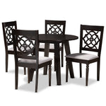 Load image into Gallery viewer, Baxton Studio Eliza Modern And Contemporary Grey Fabric Upholstered And Walnut Brown Finished Wood 5-Piece Dining Set
