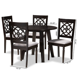 Baxton Studio Eliza Modern And Contemporary Grey Fabric Upholstered And Walnut Brown Finished Wood 5-Piece Dining Set