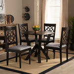 Load image into Gallery viewer, Baxton Studio Alma Modern And Contemporary Grey Fabric Upholstered And Dark Brown Finished Wood 5-Piece Dining Set
