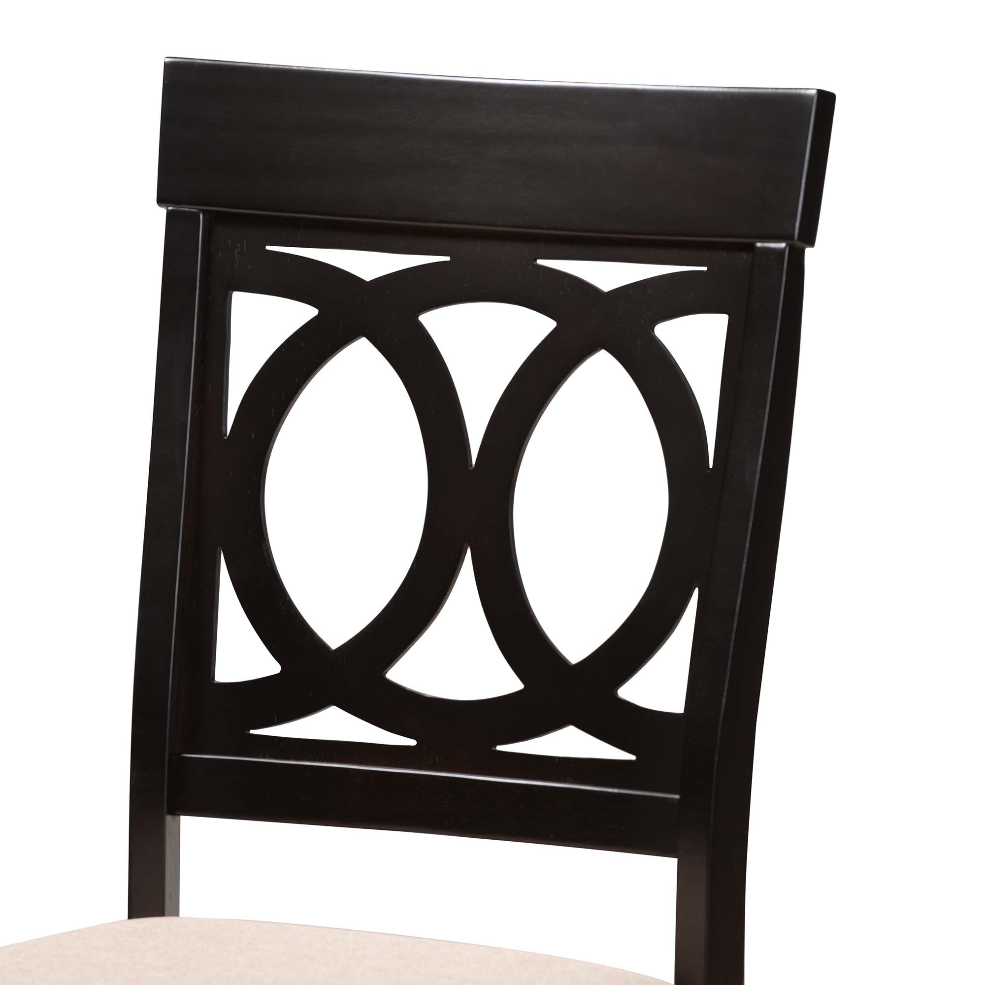 Baxton Studio Estelle Modern Beige Fabric And Dark Brown Finished Wood 5-Piece Dining Set