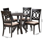 Load image into Gallery viewer, Baxton Studio Angie Modern Sand Fabric And Dark Brown Finished Wood 5-Piece Dining Set
