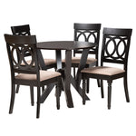 Load image into Gallery viewer, Baxton Studio Angie Modern Sand Fabric And Dark Brown Finished Wood 5-Piece Dining Set
