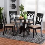 Load image into Gallery viewer, Baxton Studio Angie Modern Sand Fabric And Dark Brown Finished Wood 5-Piece Dining Set
