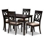 Load image into Gallery viewer, Baxton Studio Lucie Modern And Contemporary Sand Fabric Upholstered Espresso Brown Finished 5-Piece Wood Dining Set
