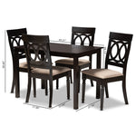 Load image into Gallery viewer, Baxton Studio Lucie Modern And Contemporary Sand Fabric Upholstered Espresso Brown Finished 5-Piece Wood Dining Set
