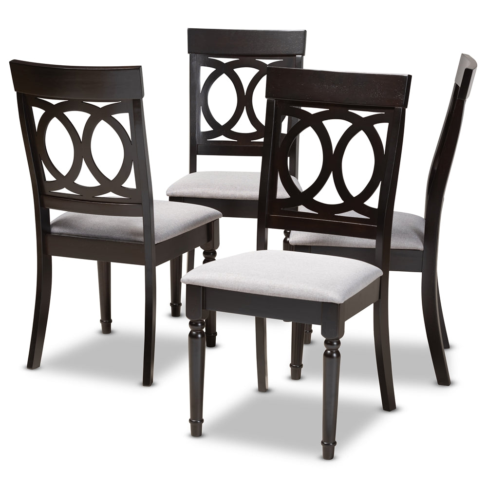 Baxton Studio Lucie Modern And Contemporary Grey Fabric Upholstered Espresso Brown Finished Wood Dining Chair (Set Of 4)