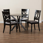 Load image into Gallery viewer, Baxton Studio Jessie Modern Grey Fabric And Dark Brown Finished Wood 5-Piece Dining Set
