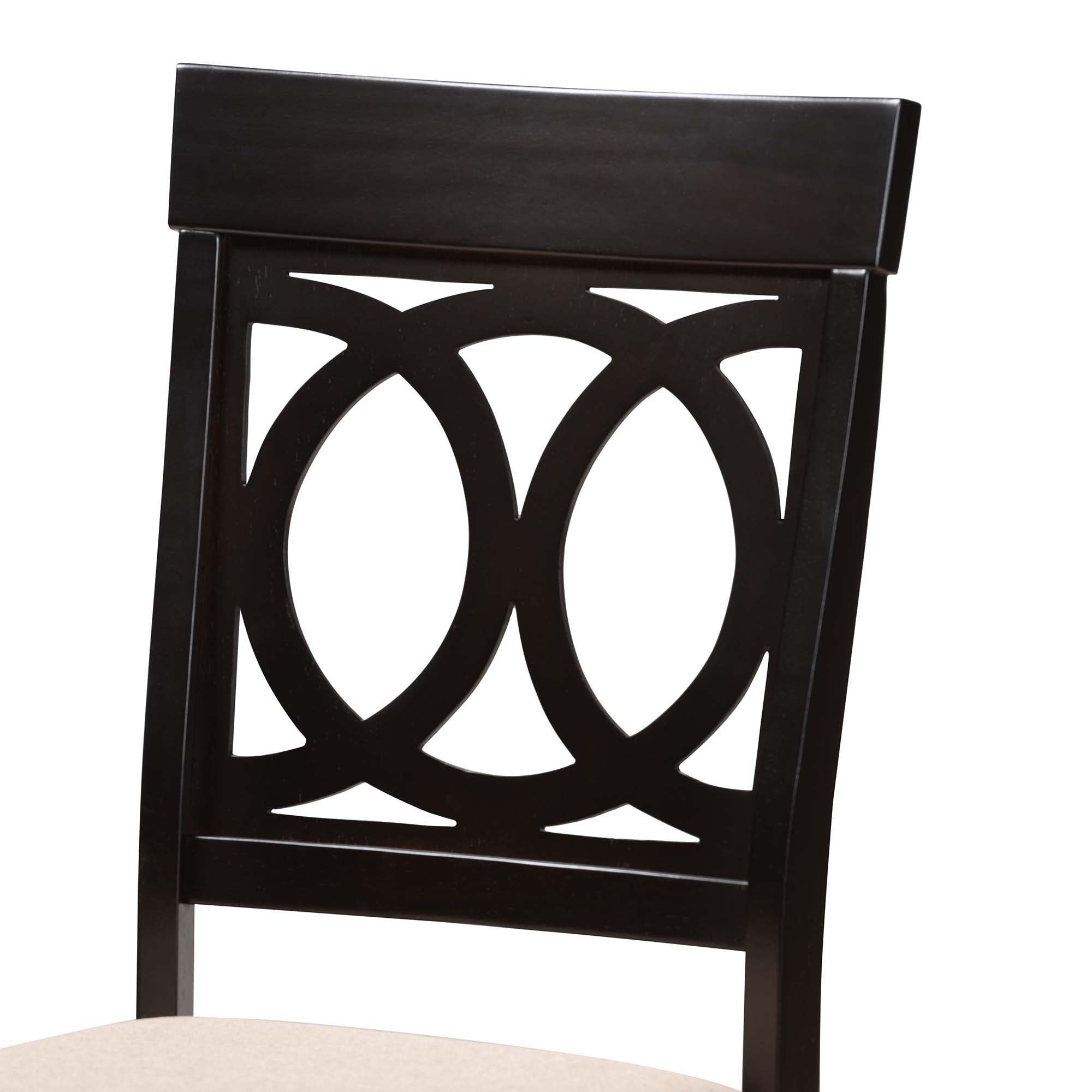 Baxton Studio Charlottle Modern Grey Fabric And Dark Brown Finished Wood 5-Piece Dining Set