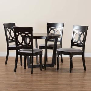 Baxton Studio Estelle Modern Grey Fabric And Dark Brown Finished Wood 5-Piece Dining Set