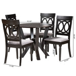 Load image into Gallery viewer, Baxton Studio Angie Modern Grey Fabric And Dark Brown Finished Wood 5-Piece Dining Set
