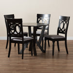 Load image into Gallery viewer, Baxton Studio Angie Modern Grey Fabric And Dark Brown Finished Wood 5-Piece Dining Set
