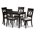 Load image into Gallery viewer, Baxton Studio Lucie Modern And Contemporary Grey Fabric Upholstered Espresso Brown Finished 5-Piece Wood Dining Set
