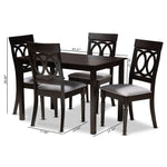 Load image into Gallery viewer, Baxton Studio Lucie Modern And Contemporary Grey Fabric Upholstered Espresso Brown Finished 5-Piece Wood Dining Set
