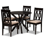 Load image into Gallery viewer, Baxton Studio Callie Modern And Contemporary Sand Fabric Upholstered And Dark Brown Finished Wood 5-Piece Dining Set
