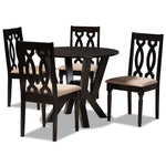 Load image into Gallery viewer, Baxton Studio Anise Modern And Contemporary Sand Fabric Upholstered And Dark Brown Finished Wood 5-Piece Dining Set
