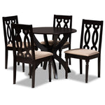 Load image into Gallery viewer, Baxton Studio Mona Modern And Contemporary Sand Fabric Upholstered And Dark Brown Finished Wood 5-Piece Dining Set
