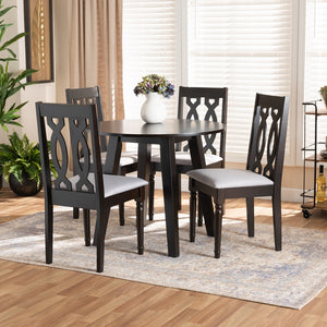 Baxton Studio Imogen Modern And Contemporary Grey Fabric Upholstered And Dark Brown Finished Wood 5-Piece Dining Set