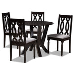 Load image into Gallery viewer, Baxton Studio Anise Modern And Contemporary Grey Fabric Upholstered And Dark Brown Finished Wood 5-Piece Dining Set
