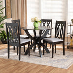 Load image into Gallery viewer, Baxton Studio Mona Modern And Contemporary Grey Fabric Upholstered And Dark Brown Finished Wood 5-Piece Dining Set
