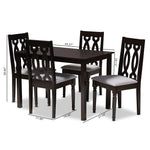 Load image into Gallery viewer, Baxton Studio Cherese Modern And Contemporary Grey Fabric Upholstered Espresso Brown Finished 5-Piece Wood Dining Set
